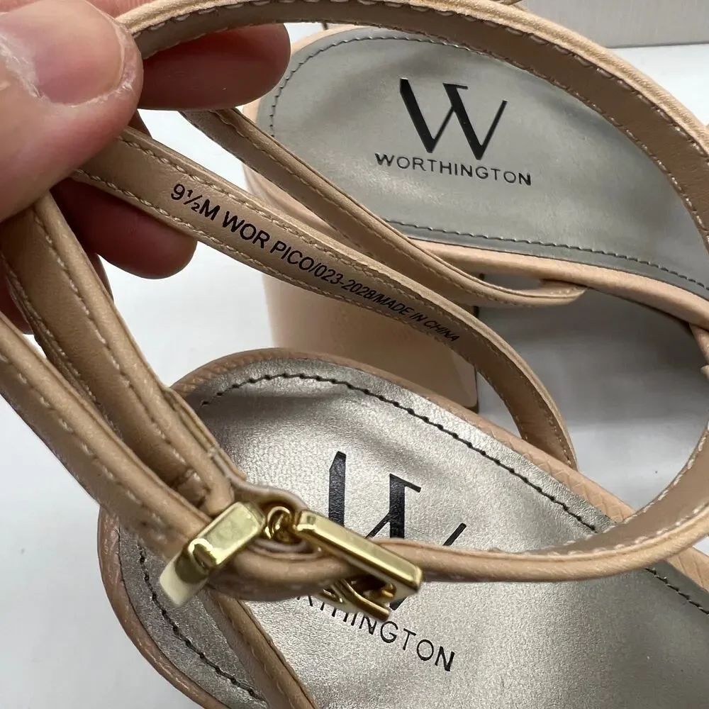 Worthington Womens Pico Heeled Sandals Nude Color Size 9.5M